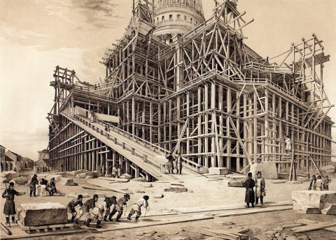 Монферран О., Исаакиевский собор в строительных лесах. 1845 год.