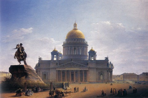 Воробьёв М. Н., Исаакиевский собор и памятник Петру I. 1844 год.