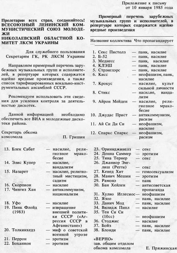 Советская цензура против вредоносной западной музыки